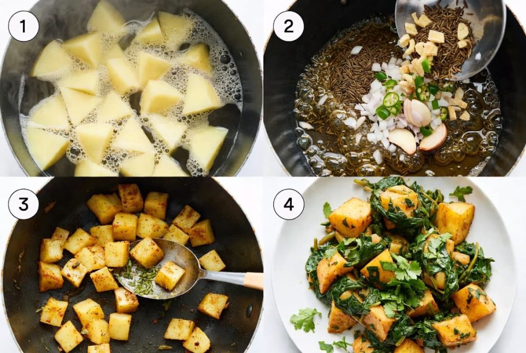 Madhur Jaffrey Saag Aloo step by step instructions