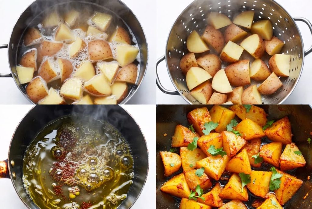 step by step prepration Madhur Jaffrey Bombay Potatoes