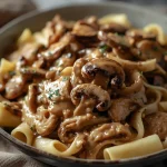 Hairy Bikers Mushroom Stroganoff - recipe card