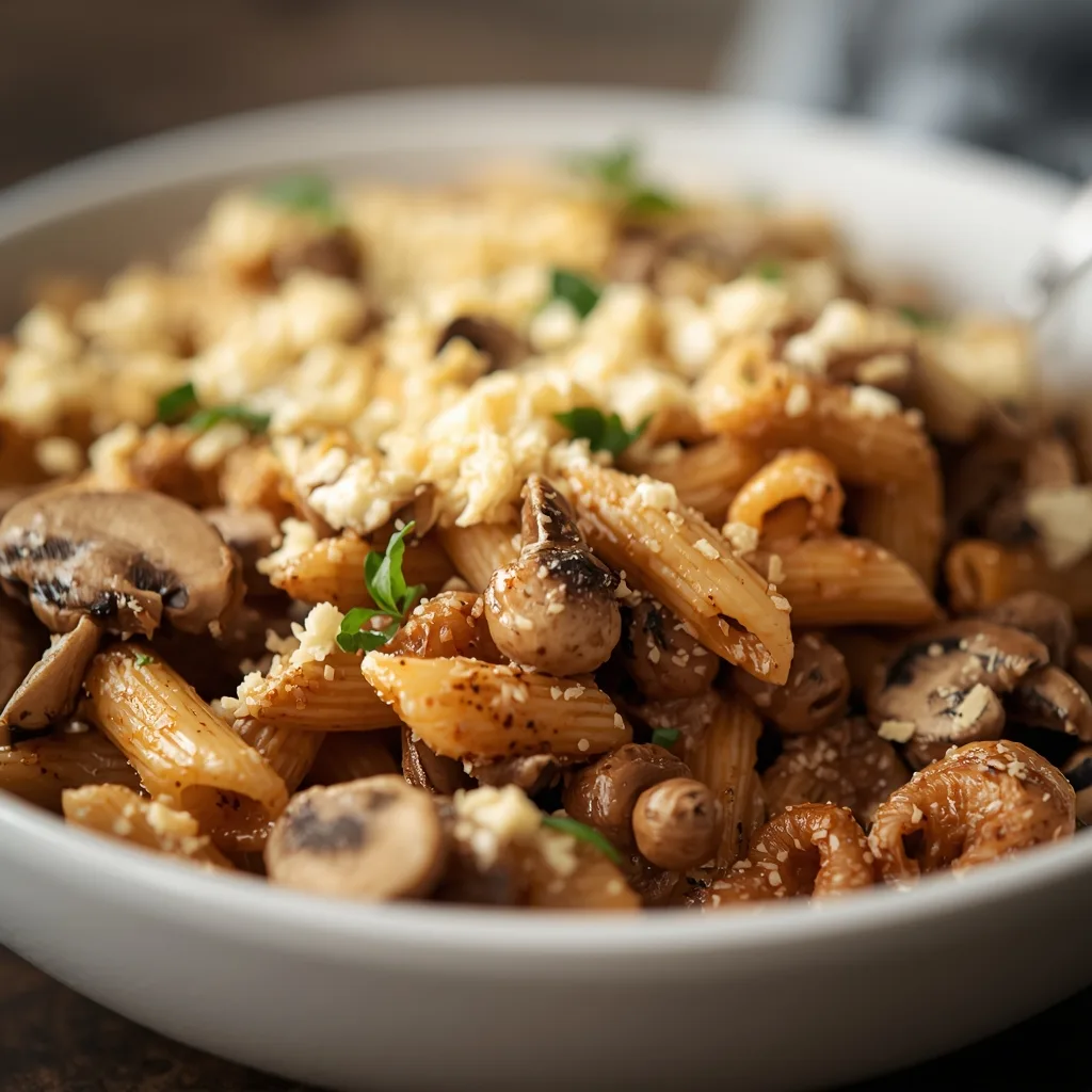 Mary Berry Mushroom Pasta Bake - recipe card